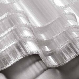 Heldere 3-wandige polycarbonaat golfplaat Macrolux Ondatec, close-up van het golfprofiel