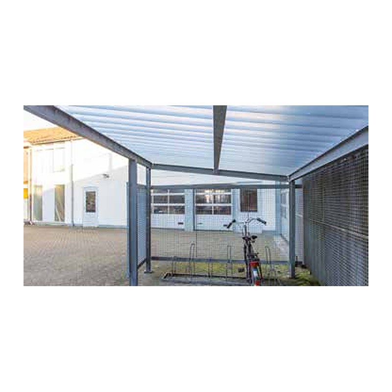 Overkapping van fietsenstalling met Ondatec polycarbonaat golfplaten