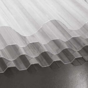 Heldere massieve polycarbonaat golfplaat Macrolux Rooflite met sinusprofiel 76/18